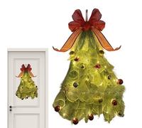 Guirlande de porte de Noël - Guirlande de pin réaliste avec nœud, guirlande lumineuse LED, décoration de porte de vacances, guirlande de pin lumineuse pour cheminée festive, porche, fenêtre, cheminée