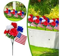 Guirlande de Rose patriotiques en forme de drapeau, idéal pour la décoration du 4 juillet, du Memorial Day et la Journée des anciens combattants | Composition florale en Fleurs Pêche ( Red, 33cm)