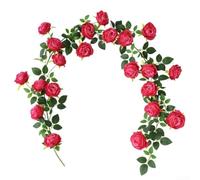 Guirlande de roses réalistes de 1 9 m de long, conçue pour décorer les maisons, les centres commerciaux et les environnements festifs (rose rouge)