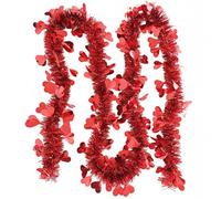 Guirlande de Saint-Valentin de 2 Mètres, Décorations de Guirlande Scintillante en Forme de Cœur Roses et Rouges pour Les Fêtes, l'arbre de Noël, La Cheminée, La Chambre, Le Bureau(Red)
