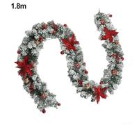 Guirlande de sapin artificiel avec baies rouges et boules, conçue pour la décoration intérieure avec des matériaux synthétiques durables (2,7 m de vigne rouge)