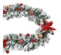 Guirlande de sapin artificiel avec baies rouges et ornements ronds décoratifs, convient pour une utilisation toute l'année dans différentes pièces (1,8 mètre)