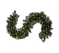 Guirlande de sapin de Noël 1,8/2,7 m avec portes éclairées - Fournitures de décoration murale pour le monde féérique - Décoration de Noël en rotin