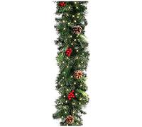 Guirlande de sapin de Noël 1,8/2,7 m avec portes éclairées - Fournitures de décoration murale pour le monde féérique - Décoration de Noël en rotin