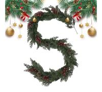 Guirlande de sapin de Noël artificiel de 183 cm avec baies rouges et vertes | Guirlande artificielle de cheminée pour extérieur, intérieur, table, fenêtre, porche, cheminée, fête, festival, cuisine