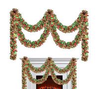 Guirlande de sapin de Noël - Guirlande de Noël de cheminée - Décorations de Noël au Royaume-Uni - Couronne scintillante de 1,5 m - Guirlandes de fête pour fête, anniversaire, Halloween, Thanksgiving