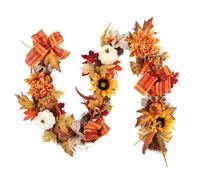 Guirlande de Tournesol de Thanksgiving avec des Accents d ' Automne | Couleurs chaudes d ' automne, feuillage superposé et détails de citrouille, décoration de récolte pour une porte