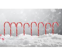 Ensemble de 8 bâtons lumineux à LED 'Candy Cane', 56 LED, 47cm de haut avec piquet de sol, fonctionnement sur batterie, éclairage extérieur, chaîne de lumières, décorations lumineuses