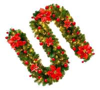 Guirlande de vacances - Couronne artificielle de Noël, feuillage artificiel de Noël, matériau PVC réglable, intérieur ou extérieur, maison, ferme, porche, fenêtre, balustrade, fête, accessoire pour
