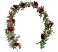 Guirlande de vigne artificielle de 1,8 m, pour décoration de mariage et festival, matériau souple et en soie avec savoir-faire artisanal pour une ambiance améliorée (rouge vin)