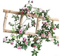 Guirlande de vigne artificielle en rotin, 175 cm, pour jardin, cour, mariage, décoration d'intérieur, décoration florale artificielle, plastique résistant aux intempéries, facile à organiser (rose)