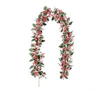 Guirlande de vigne de baies roses de 180 cm pour décoration intérieure et extérieure, décoration de cheminée de Noël, branches de fruits rouges artificielles, décoration festive en plastique (rose)
