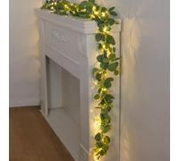Guirlande de vigne d'olivier scintillante avec LED blanc chaud - Verdure artificielle avec lumières pour chambre à coucher, salon, mariage, décoration d'intérieur ou d'extérieur (fonctionne à piles