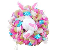 Guirlande de Voleur de Lapin de Pâques - Couronne de Porte de Pâques avec décorations d'oreilles de Lapin - Décorations de Guirlande de Porte en Peluche, décoration de Bienvenue