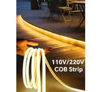 Guirlande d'éclairage LED en Tube de Silicone COB souple, Super lumineux, 288 diodes/m, 110V 220V, étanche, pour décoration carrée de jardin et de cour