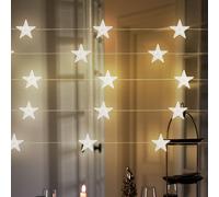 Guirlande lumineuse décoration de Noël guirlande lumineuse design étoile, 20x LED métal argent, 0,6W blanc chaud, L 220 cm, lot de 5