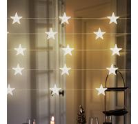 Guirlande lumineuse décoration de Noël guirlande lumineuse design étoile, 20x LED métal argent, 0,6W blanc chaud, L 220 cm, lot de 5