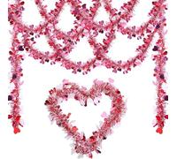 Guirlande décorative de Saint-Valentin, guirlande de cœurs roses et rouges pour vacances, arbre, cheminée, chambre, bureau, salle de classe, fête, intérieur, extérieur, centre de table (rose, 1 pièce)