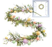 Guirlande décorative d'œufs 180 cm Couronne Artificielle pour Printemps, Style Rustique et élégant, idéale pour fenêtres, escaliers et pour intérieur, Salon, Chambre, Cuisine, Bureau