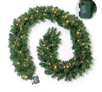 Guirlande décorative LED avec 8 Modes d'éclairage, Couronne de pin Vert alimentée par Batterie de 2,7 m pour décoration intérieure de Vacances