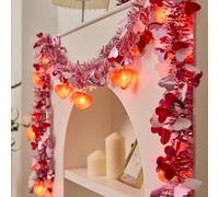 Guirlande décorative pour la Saint-Valentin avec guirlande lumineuse en forme de cœur de 4 m avec éclairage, guirlande LED rouge, décoration romantique, demande en mariage et déclarations d'amour