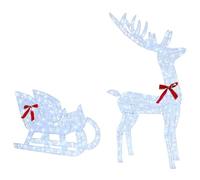 Guirlande d'escalier de Noël Renne Tire Luge Blanc froid 70 x 26 x 128,5 cm Acrylique Décoration de Noël Guirlande pour la fête de Noël Décorations de sapin de Noël