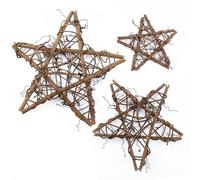 Guirlande d'étoiles 3 pièces en 3 Tailles, Couronne de Vigne Naturelle tissée en rotin, Anneau Suspendu pour Artisanat, décoration de Mariage, Magasin, Accessoires Photographie