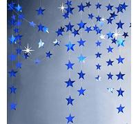 Guirlande d'étoiles Bleues réfléchissantes Streamer/Bruant/Toile de Fond Décoration Étoiles Décoration Suspendue pour Anniversaire congelé/Mariage en Argent Bleu/Fiançailles/Royal Baby Shower
