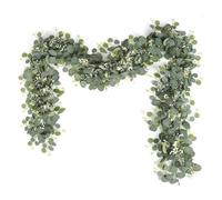 Guirlande d'eucalyptus artificiel de 1,5 m - Vignes d'eucalyptus argentées pour arche de mariage, chemin de table, cheminée et décoration d'intérieur (style B)