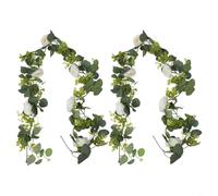 Guirlande d'eucalyptus artificiel de 1,8 m - Guirlande de gypsophiles - Décoration de mariage - Décoration de fête florale - Vigne de verdure - Fleurs blanches - 180 cm