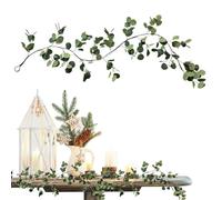Guirlande D'Eucalyptus Artificiel - Rameau Vert Décoratif 1.8m - Décoration Fausse Vigne Lumineuse À Piles - Décoration Maison Cheminée Porche Fête Ferme
