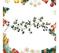 Guirlande D'Eucalyptus Artificiel,Rameau Vert Décoratif 1.8m,Lumières LED Fausse Vigne sur Pile pour Décoration Intérieur Extérieur | Décoration de Fête pour Maison Porche Escaliers