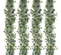Guirlande d'eucalyptus en Dollars argentés, 8 pièces, Guirlande d'eucalyptus Artificielle de 5, 9 Pieds, vignes artificielles de Printemps pour décoration fête Manteau Maison, intérieur/extér