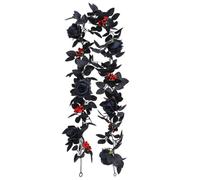 Guirlande d'halloween, 69 Pouces Roses en Soie vignes Noires Baies Rouges | guirlande de roses pour Halloween, centre de table mariage gothique.