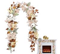 Guirlande d'halloween pour cheminée, 1,8 m, Blanche, Guirlande d'automne, décoration pour intérieur, Cour, Bureau, Portail, fenêtre, Thanksgiving