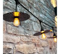 Guirlande lumineuse extérieur avec abat-jour à trou en métal 10 ampoules à filament vintage douille E27 LED blanc chaud PLANET LIGHT 6m