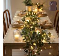 Guirlande d'olivier scintillante à piles, lumières artificielles avec guirlandes vertes artificielles, décorations de table de fête de mariage pour Noël. (2)