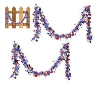 Guirlande du jour de l'indépendance du 4 juillet - Guirlande d'étoiles torsadée patriotique rouge blanc bleu - 2 décorations de vacances de célébration - Ornements de parade à suspendre - Guirlande