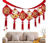 Guirlande du Nouvel an Chinois,Bannière du Nouvel an Chinois - Bannière du Nouvel an Chinois 2025 - Décorations pour la Maison, décor Fu à nœud Chinois, décor de Serpent du Nouvel an