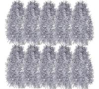 Guirlande en Clinquant Guirlande de Ruban noël colorée, Rubans guirlandes d'arbre Suspendus, Couronne Suspendue, Ornement, Bricolage, Nouvel an, fête Mariage, décoration Maison(Silver,75m- (50Rolls))