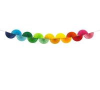 Guirlande avec compartiments en papier de 2,5 m - Guirlande d'éventails multicolore - Guirlande de fête pour anniversaire, fête d'été, mariage - Guirlande décorative aux couleurs arc-en-ciel