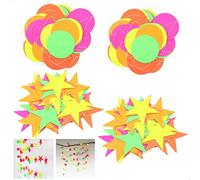 Guirlande en Papier Néon Glow - Lumineuse à Suspendre étoile Et Arches Rondes Banniète Décorations pour Fournitures De Fête Mariage d'anniversaire, Party Supplies, 4m, 4pcs