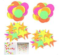 Guirlande En Papier Néon Glow - Lumineuse À Suspendre Étoile Et Arches Rondes Banniète Décorations Pour Fournitures De Fête Mariage D'anniversaire,Party Supplies,4m,4pcs