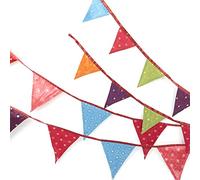 Guirlande en Tissu Sari recyclé équitable | 10 Drapeaux | Guirlande pour Jardin Mariage Anniversaire intérieur extérieur fête décoration Festival (210cm)