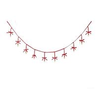 Guirlande en velours avec nœud et clochettes en fer avec bordure en dentelle pour sapin de Noël et décoration de vacances (rouge)