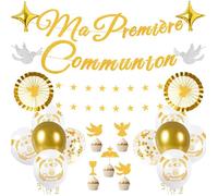 Guirlande Étoile Communion 4 m avec Décoration Gâteau Or - Ensemble Décoratif pour Garçons et Filles