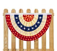Guirlande Éventail Plissé, 91 X 183 Cm Rouge Blanc Bleu Avec Éclairage LED, Décoration De Porche En Guirlande De Fanions Patriotique, Pour Balcon Rampe Arrière-Cour Barbecue Fête Porte Garage Passionn
