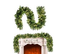 Guirlande extérieure avec lumières - Guirlande de pin de Noël, Verdure d'hiver Artificielle, Branches de décoration de Vacances festives, LED décoratives enneigées | Décoration de Noël pour clôtures,