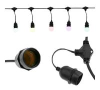 Guirlande extérieure IP65 avec 10 douilles E27 et câble électrique, idéale pour l'éclairage festif et décoratif en extérieur.