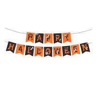 Guirlande Fanion 3 pièces de Papier à banderoles Noir et Orange | Décorations de fête d'Halloween, fanion de vacances à suspendre à faire soi-même(Color1)